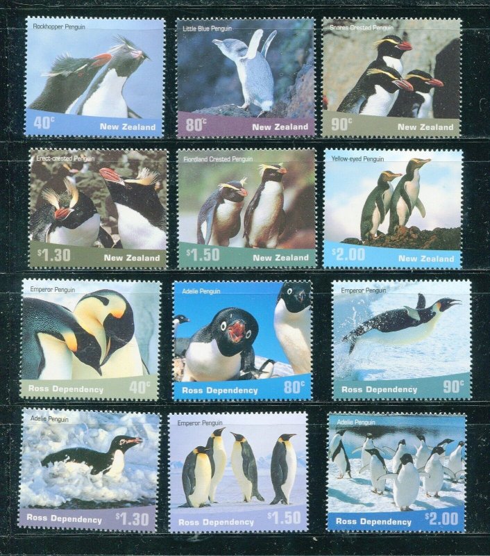 New Zealand 1744-49, Ross Dependency L67-L72 Penguin Stamp Sets MNH 2001