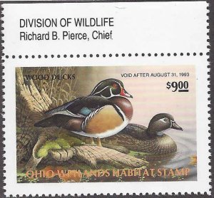 OH11 Mint,OG,NH... State Duck Stamp.. SCV $16.00... Division Chief