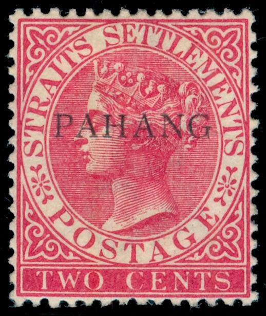 MOMEN: PAHANG SG#4ab TYPE 2a 1889 MINT OG H ** ANTIQUE LETTERS ** *BRANDON CERT*