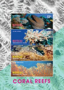 Mayreau 2014 - Coral Reefs of the Caribbean - Sheet of 4 Stamps - MNH