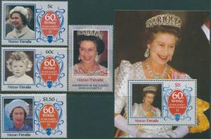 Tuvalu 1986 SG381-385 QEII Birthday set inc MS Niutao MNH