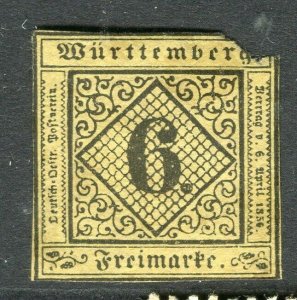 WURTTEMBERG; 1850 Scarce classic Imperf PROOF/TRIAL Mint item 6k. ( flaws )