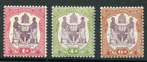 Nyasaland SG57d/58 Wmk Crown CA Set of three Fresh M/M Cat 32 pounds