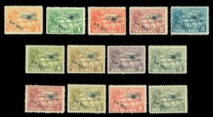 NEW GUINEA 1931 AIRMAIL Native Huts ovpt. w/ Biplane set Scott #C1-C13 mint MLH
