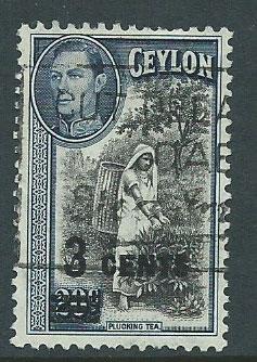 Ceylon George VI  SG 399 surchage  Used few short perfs