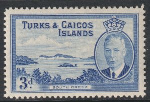 Turks Caicos Scott 110 - SG226, 1950 George VI 3d MH*