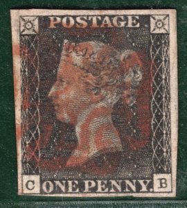 GB PENNY BLACK 1840 QV SG.2 1d Plate 5 (CB) *STATE 2* Spec AS27 Cat £550 BRED53 