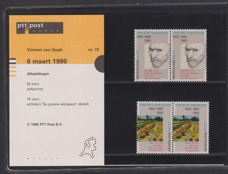 Netherlands 1990 Paintings Vincent Van Gogh Sc.754-5 Official Folder No.72 MNH