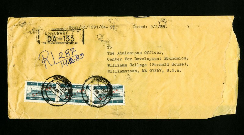 Bangladesh Stamps Rare Cover w/ 24 Stamps Cancelled Across Both Sides