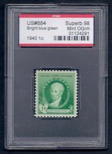 MALACK 884 SUPERB OG NH, w/PSE (GRADED 98, ENCAPSULATED), gg0054