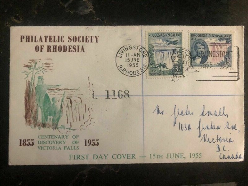 1955 Livingstone N Rhodesia First Day Cover FDC Centenary Of Discovery