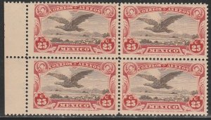 MEXICO C3, Early Air Mail. MINT, NH. BLOCK OF 4. VF. (29)