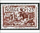 Norway Used NK 869   Norden- Old Applied 19th Century Art Carmine brown 1.25 ...