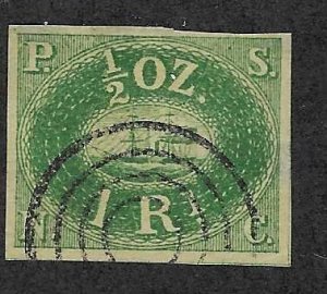 Peru #1 1r Sail and Steamship (U)*   CV $50.00