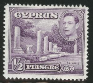 Cyprus Scott 164 MNH** 1951 KGVI 1/2 pi purple CV $3