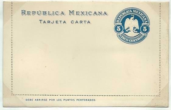 MEXICO 5c lettercard 1899 unused...........................................58752