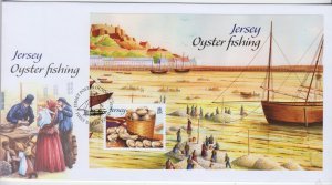 Jersey 2014, 'Oyster Fishing miniature Sheet . on FDC