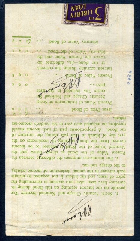 New Zealand Cinderella 3rd Liberty Loan label used on National Savings Bond