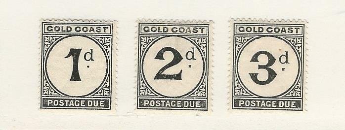 Gold Coast, Postage Stamp, #J2-J4 Mint Hinged, 1923, JFZ