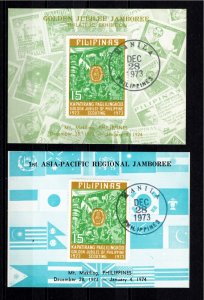 Philippines 1973 Sc 1221 FD cancel Souvenir cards (green and blue)