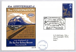 GB RAILWAY Cover *THE CORONATION* LNER Anniv. Bournemouth Museum 1978 ZJ145