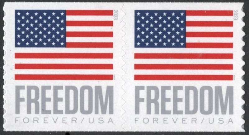 SC#5789A (Forever) Freedom U.S. Flag Coil Pair: BCA (2023) SA