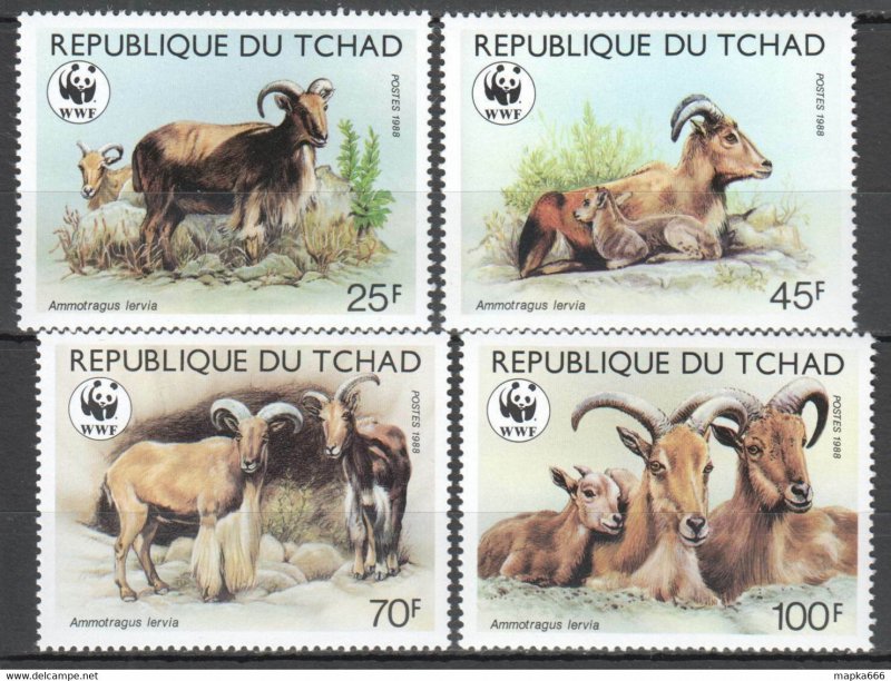 1988 Chad Wwf Wild Animals Fauna #1171-74 Michel 16 Euro 1Set ** Tk021