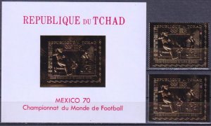 Chad 1970 Olympics Football Soccer Mexico Mi.306 A+B, Bl.7 GOLD MNH