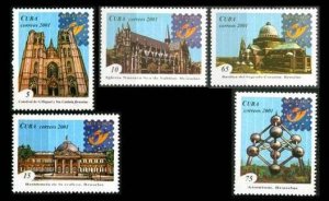 CUBA Sc# 4145-4149 BELGIUM PHILEX architecture CPL SET of 5  2001  MNH