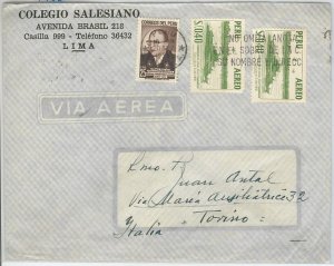 63129 - PERU - POSTAL HISTORY - Airmail COVER to ITALY 1956-