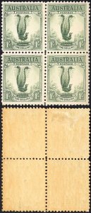 Australia SG140a 1/- Yellow-Green Lyrebird 3 x U/M (toned gum)