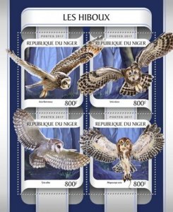 Niger - 2017 Owls on Stamps - 4 Stamp Sheet - NIG17209a