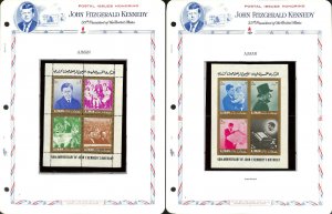 Ajman Stamp Collection on 7 White Ace Pages, John Kennedy