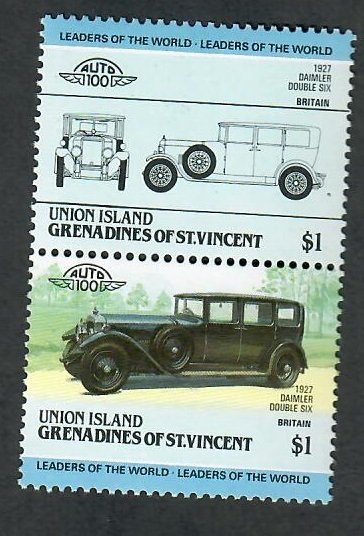 St. Vincent Grenadines - Union Island #155 Cars MNH attached pair