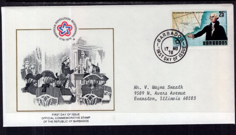 Barbados 441 US Bicentennial Typed FDC