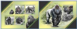 NIGER 2014 2 SHEETS nig14211ab GORILLES GORILLAS WILDLIFE