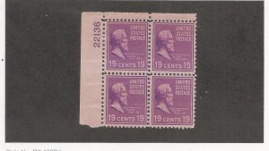 US SCOTT# 824, PLATE BLOCK OF 4. MNH, OG