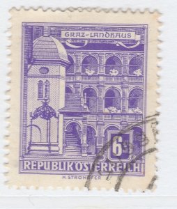 1958-60 Austria Buildings 6s Perf. 14X13 3/4 Used Stamp A19P55F344-