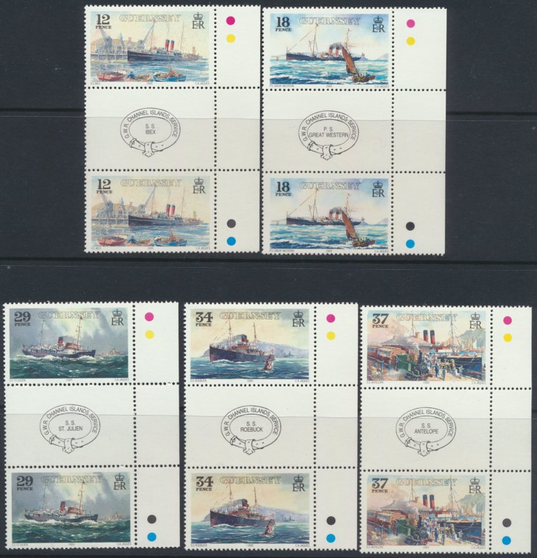 Guernsey GWR Railway Steamer Service MNH SG 463-467  SC#  411-415  see details