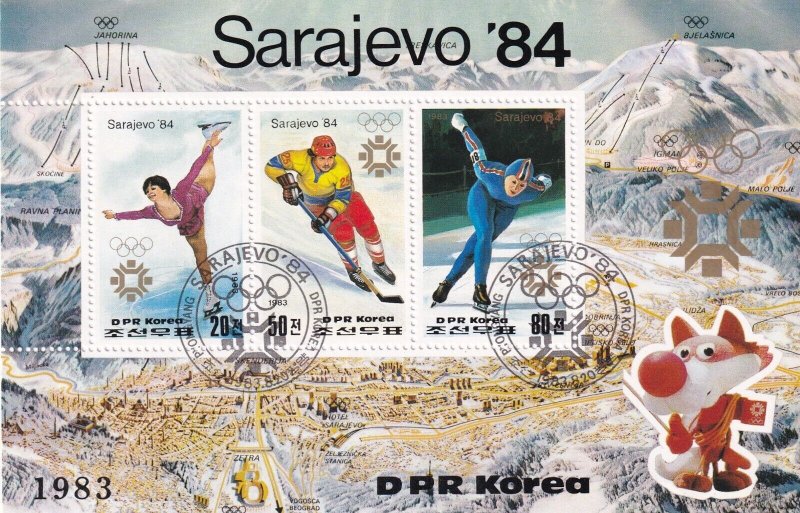 SA18d Korea 1983 Olympic Games, Sarajevo '84 used Souvenir Sheet