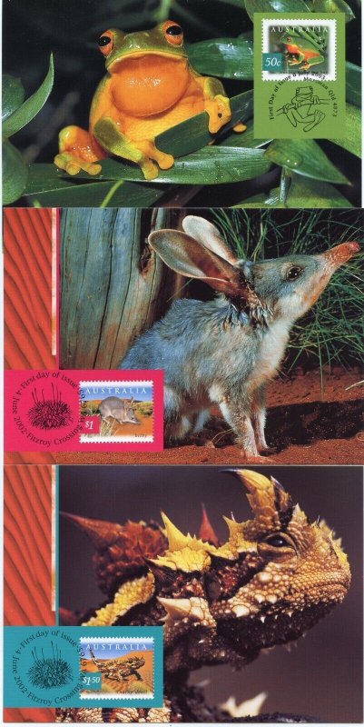 AUSTRALIA 2003 FAUNA SET OF FIVE MAXIMUM CARDS FIRST DAY CANCELED 