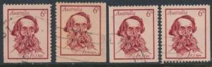Australia  Sc# 457 E J Eyre Used x4  Booklet stamps see details 