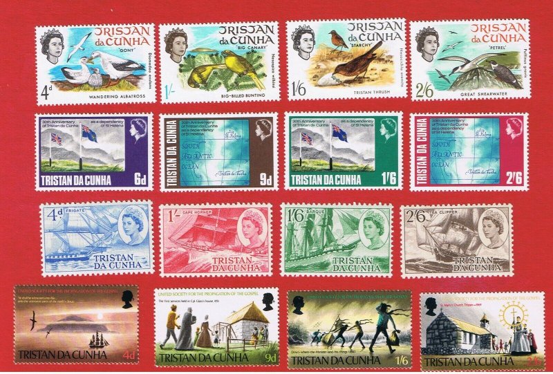 Tristan da Cunha #116-131 MNH OG  4 sets 1968-69 complete Free S/H 