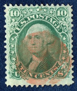 [0923] 1868 Scott#89 used 10¢ red fancy cancel cv :$400