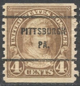 US Sc 601 Used 4c Coil Martha Washington, PITTSBURGH / PA. Precancel F-VF