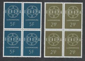 LUXEMBOURG SC# 354-5 B/4 VF/MNH 1959