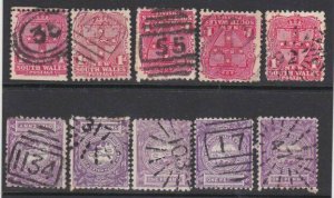 NEW SOUTH WALES AUSTRALIA 10 various numeral cancels........................P877