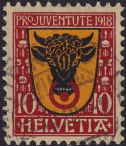 Switzerland 1918 #B10 vf-u 10c(+5c) Red, Orange & Black