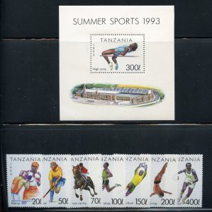 TANZANIA SUMMER OLYMPICS SCOTT #1018/25 SET & SOUVENIR SHEET  MINT NH