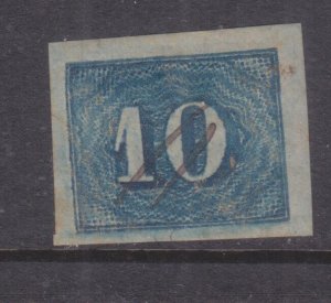 BRAZIL, 1854 10r. Blue, used.